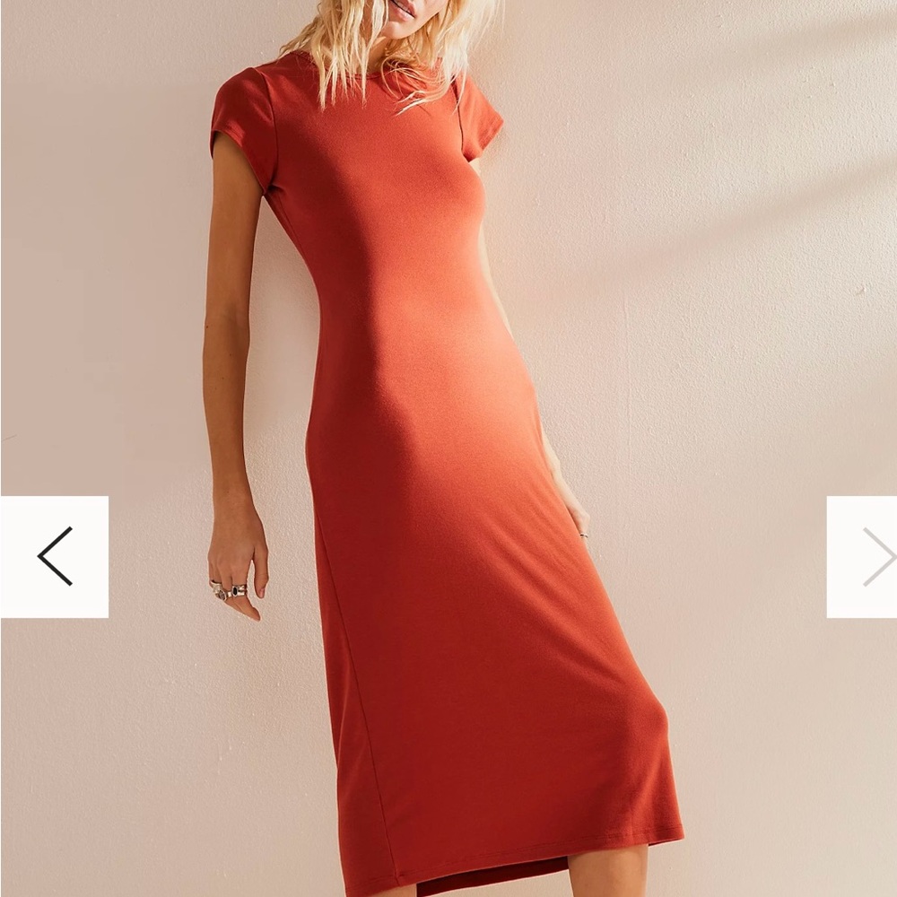 NWT NBW Free People Essential Slim Midi T-shirt Dress